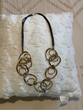 Gold Tone Linked Circle Statement Necklace - Women Jewelry